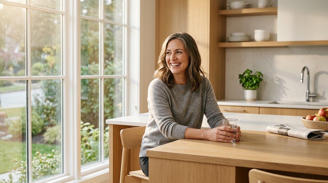 Woman looking rested and energized in the morning